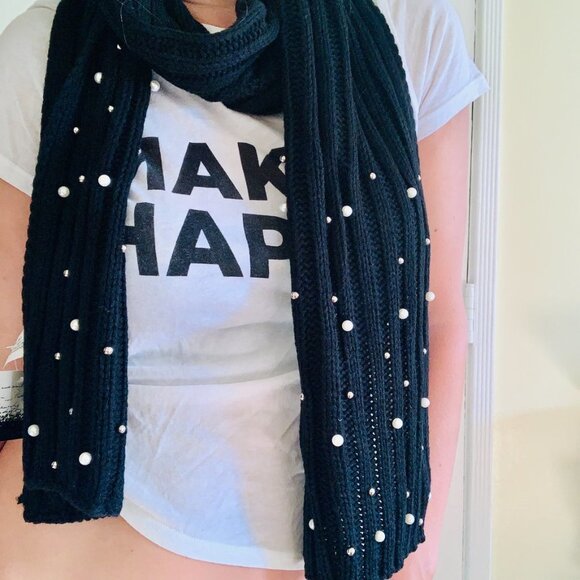 pompom beanie and scarf set black Nordstrom NWT main image 4